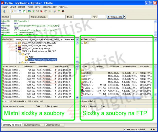 FTP připojení - FileZilla