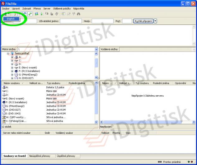 FTP připojení - FileZilla