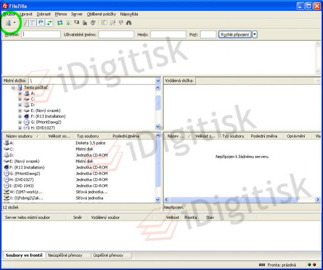 FTP připojení - FileZilla