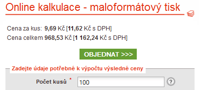 Kalkulace - objednávka|